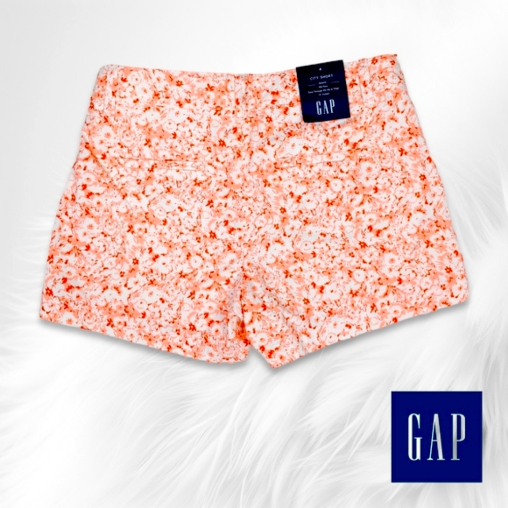 GAP Coral Pink Floral City Chino Shorts | Size 4 | NWT - Picture 5 of 16